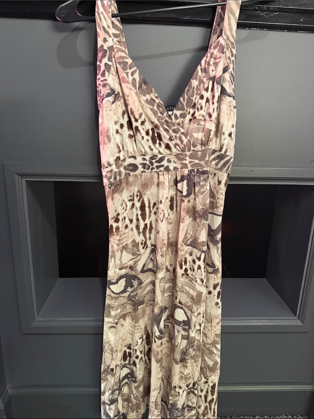 VENUS Beige and Brown Animal-Print Maxi Dress